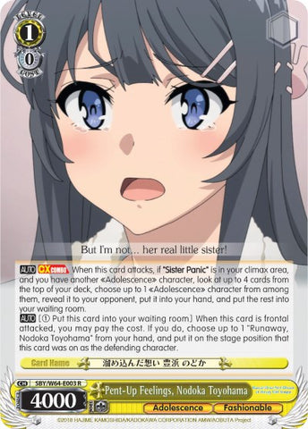 Pent-Up Feelings, Nodoka Toyohama (SBY/W64-E003 R) [Rascal Does Not Dream of Bunny Girl Senpai]