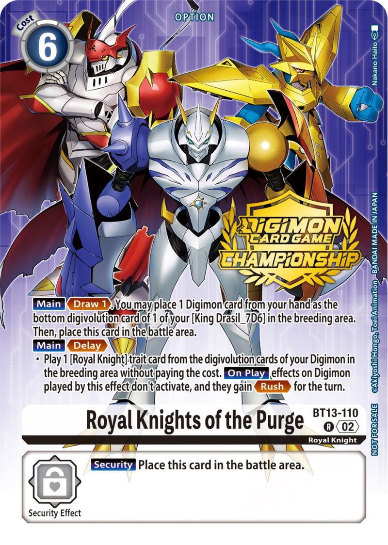 Royal Knights of the Purge [BT13-110] (Championship 2023 Tamers Pack) [Versus Royal Knight Promos]