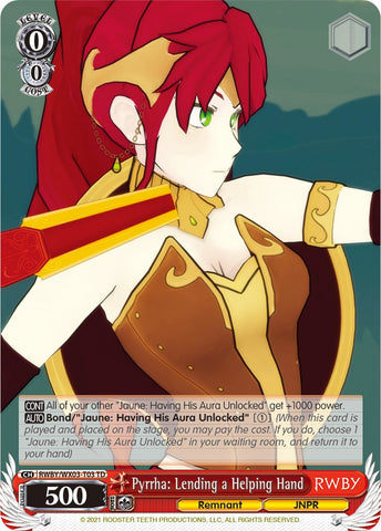 Pyrrha: Lending a Helping Hand (RWBY/WX03-T03 TD) [RWBY]