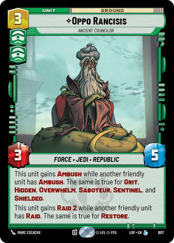 Oppo Rancisis (607) - Ancient Councilor (Foil) (607) [Legends of the Force]