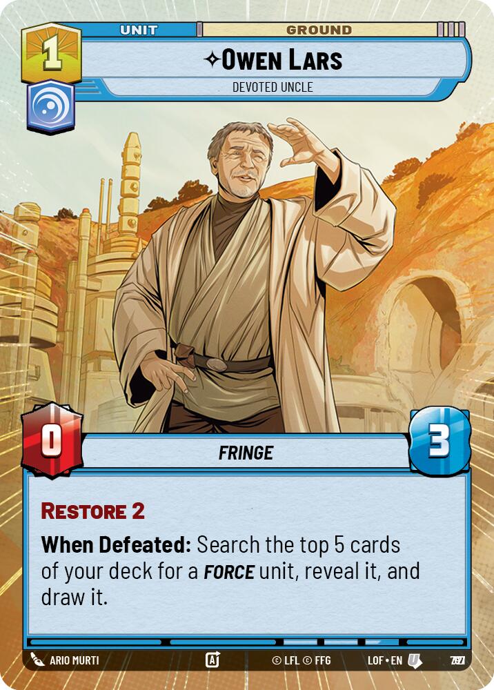 Owen Lars (797) - Devoted Uncle (Hyperspace Foil) (797) [Legends of the Force]